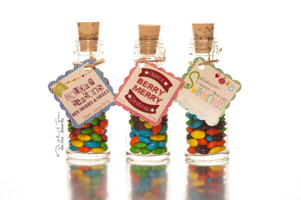 Christmas Greetings Tags Potion Bottles